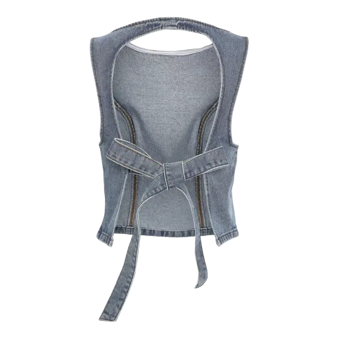 denim top met rugsluiting