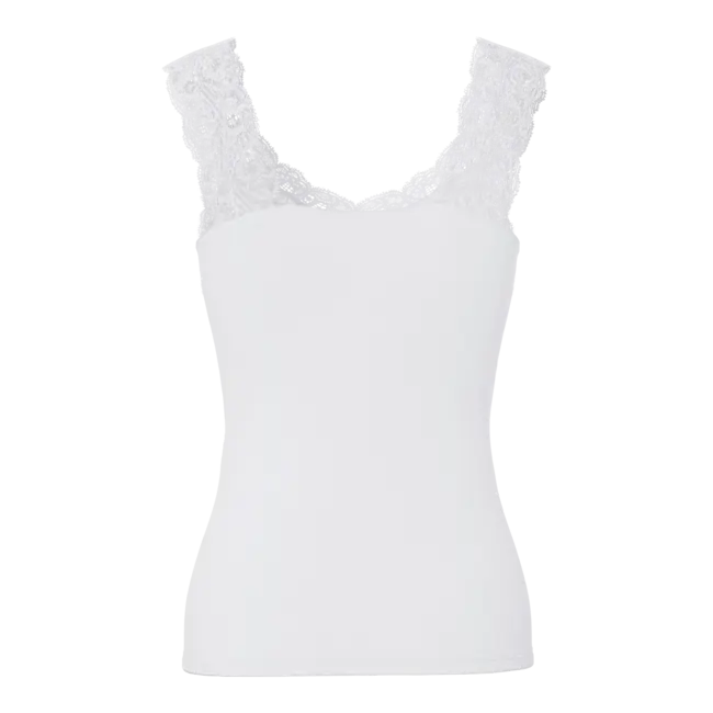 PIECES tanktop met kant wit