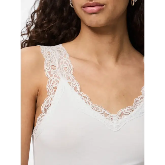PIECES tanktop met kant wit
