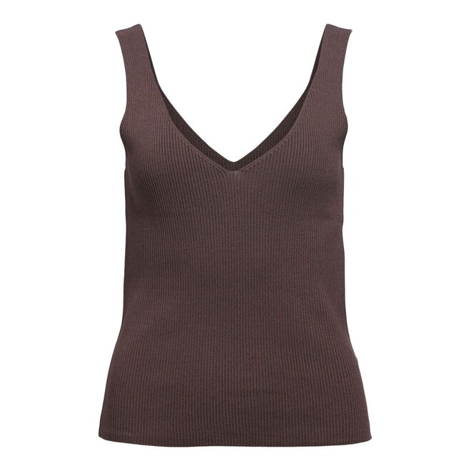 Geribbelde v-hals tanktop