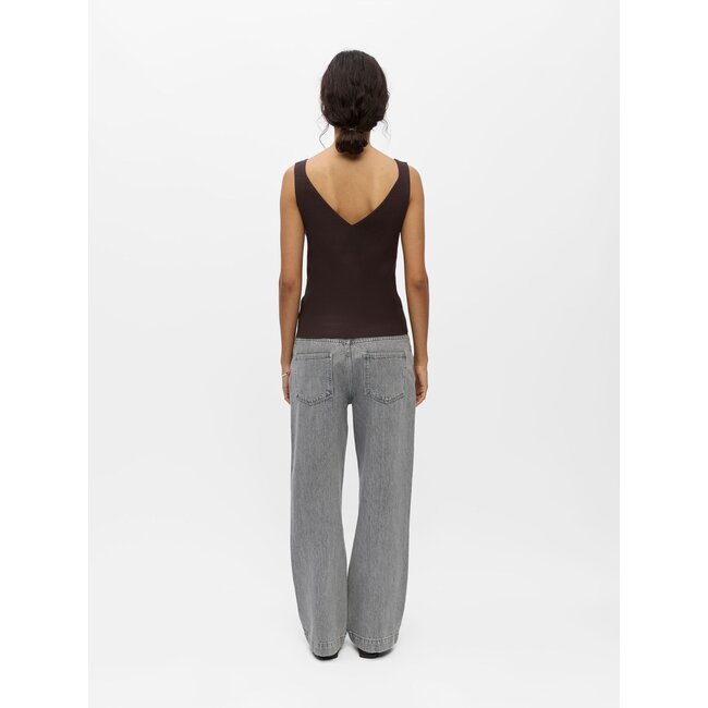 Object Geribbelde v-hals tanktop