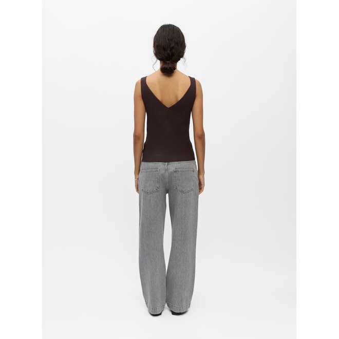 Geribbelde v-hals tanktop