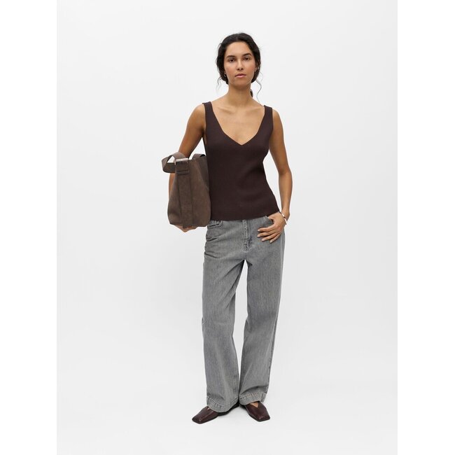 Object Geribbelde v-hals tanktop