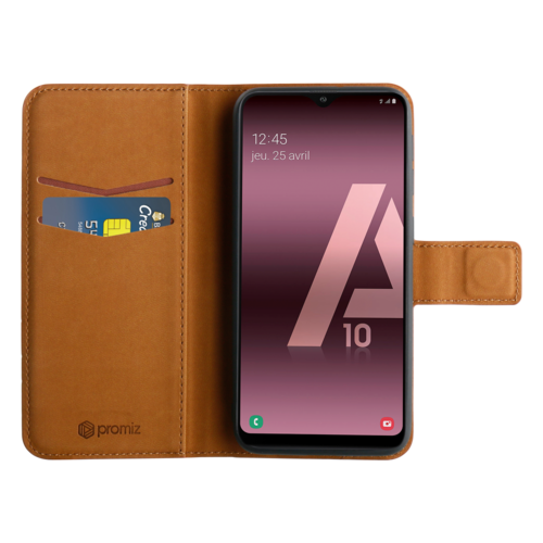 Promiz Wallet Case - Brown, Samsung Galaxy A10