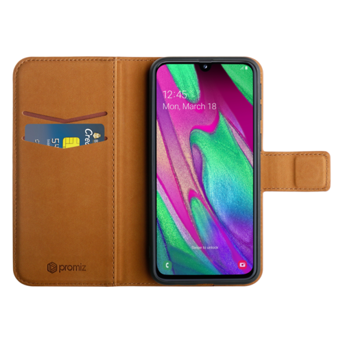 Promiz Wallet Case - Brown, Samsung Galaxy A40