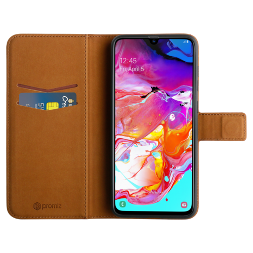 Promiz Wallet Case - Brown, Samsung Galaxy A70