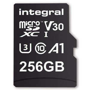 Integral 256GB microSDXC card, V30, 100MB/sR / 70MB/sW
