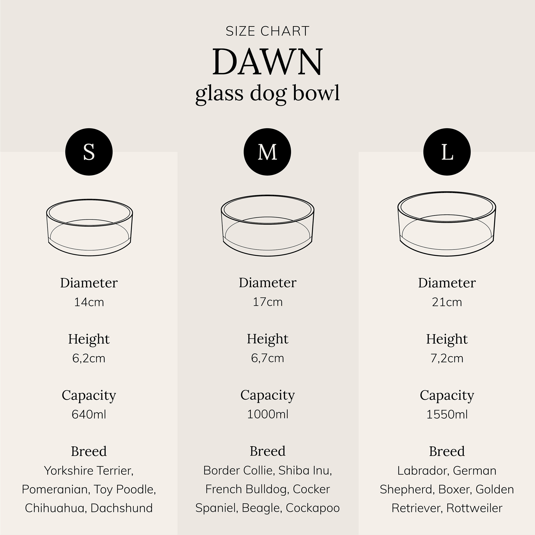 DAWN - Glass Bowl - Available in 3 sizes - Black and Champagne-6