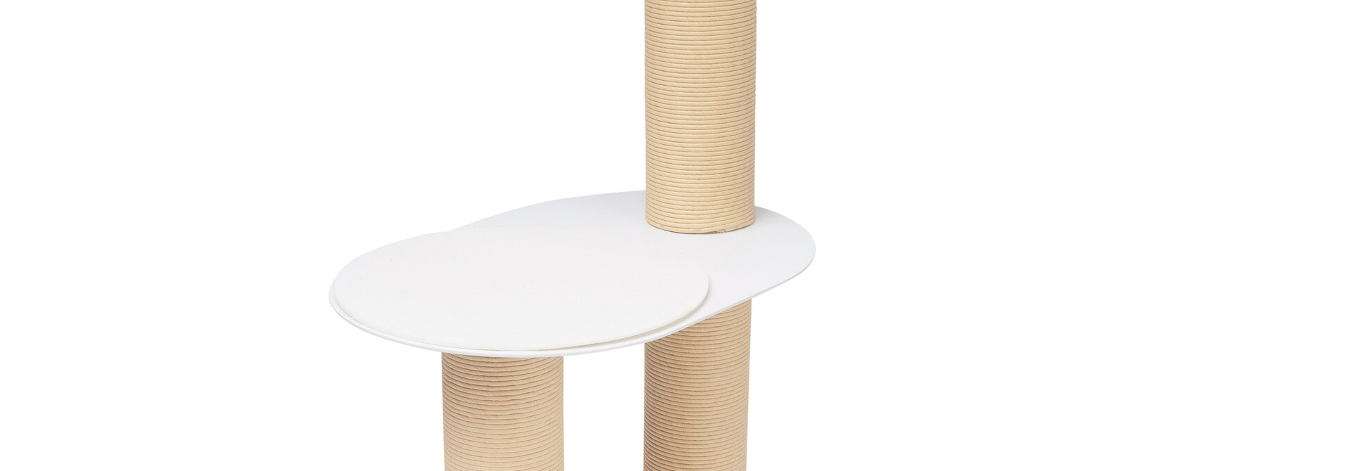 OASIS 110 - Design stalen krabpaal - Twee verhoogde rustplekken met vilten kussen - Krabstam van papiertouw - Zwart en Wit