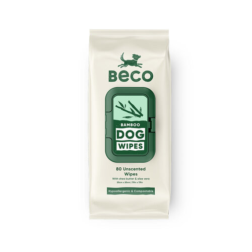 Beco Beco Bamboo Dog Wipes, Unscented, 80 Pack