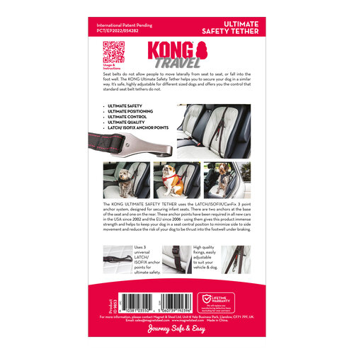 KONG KONG - Ultimate Safety Tether - 15 x 27 x 3.5 -  Auto-Sicherheitsgurt- Schwarz