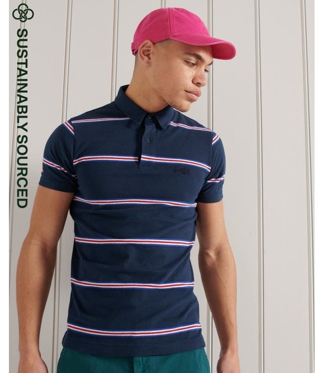superdry Organic Cotton Academy Stripe Polo Shirt