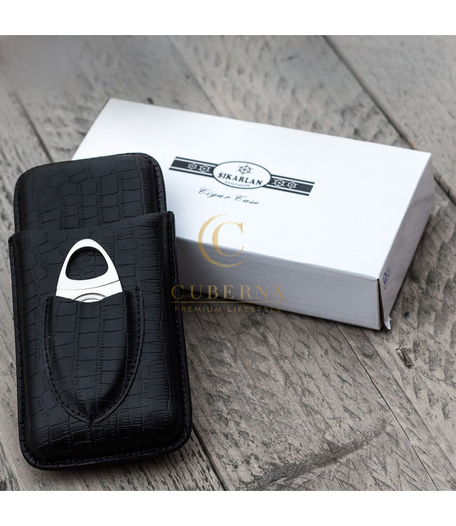 Krokodillenlederen sigarenkoker Dundee incl. knipper