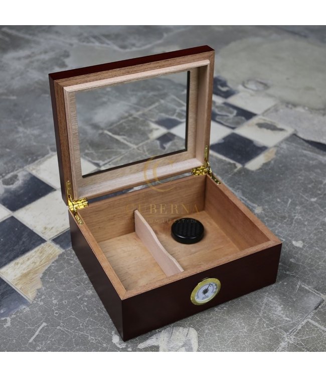 Humidor Shellford met glazen venster cherry
