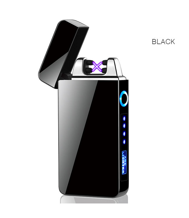 Cuberna Elektrische Plasma USB aansteker met batterij indicator Ice Black - Wind en Storm bestendig - Geschikt voor Kaarsen, Vuurwerk, Sigaretten en BBQ