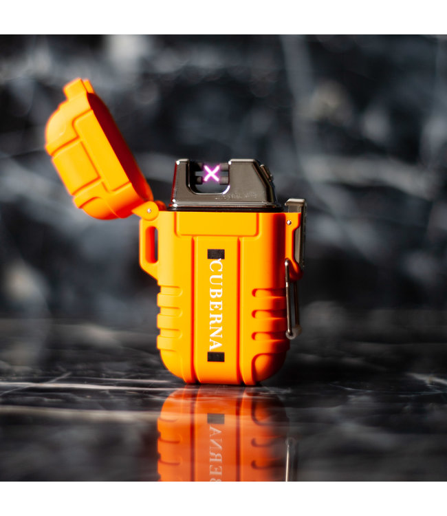 Cuberna Waterdichte Elektrische Plasma Aansteker USB oplaadbaar Oranje - Wind en Storm bestendig - Geschikt voor Kaarsen, Vuurwerk, Sigaretten en BBQ