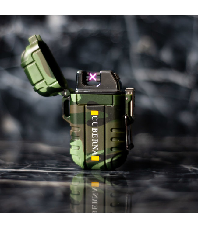 Cuberna Waterdichte Elektrische Plasma Aansteker USB oplaadbaar Camouflage - Wind en Storm bestendig - Geschikt voor Kaarsen, Vuurwerk, Sigaretten en BBQ