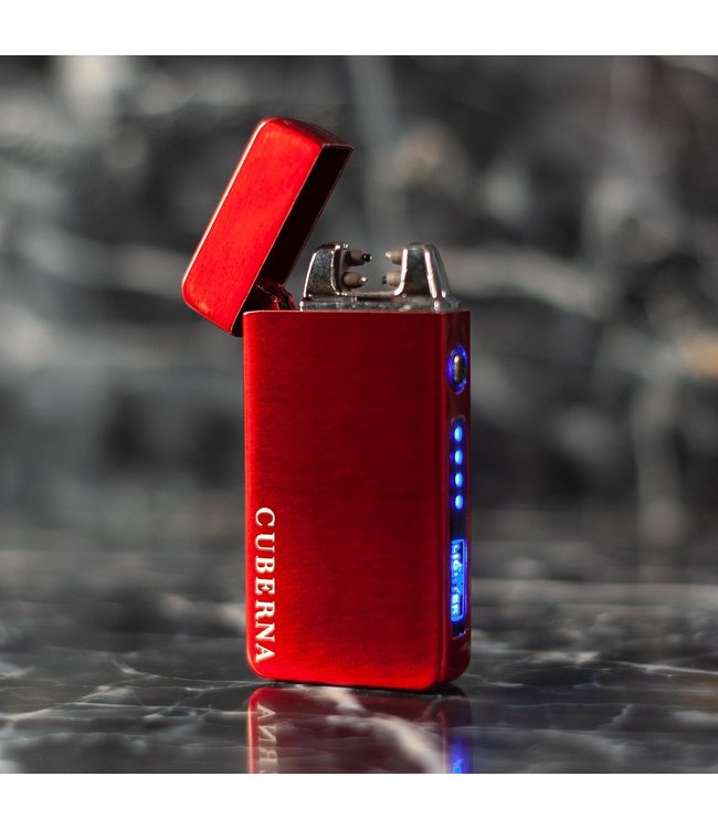 Cuberna Elektrische Plasma USB aansteker met batterij indicator Rood - Wind en Storm bestendig - Geschikt voor Kaarsen, Vuurwerk, Sigaretten en BBQ