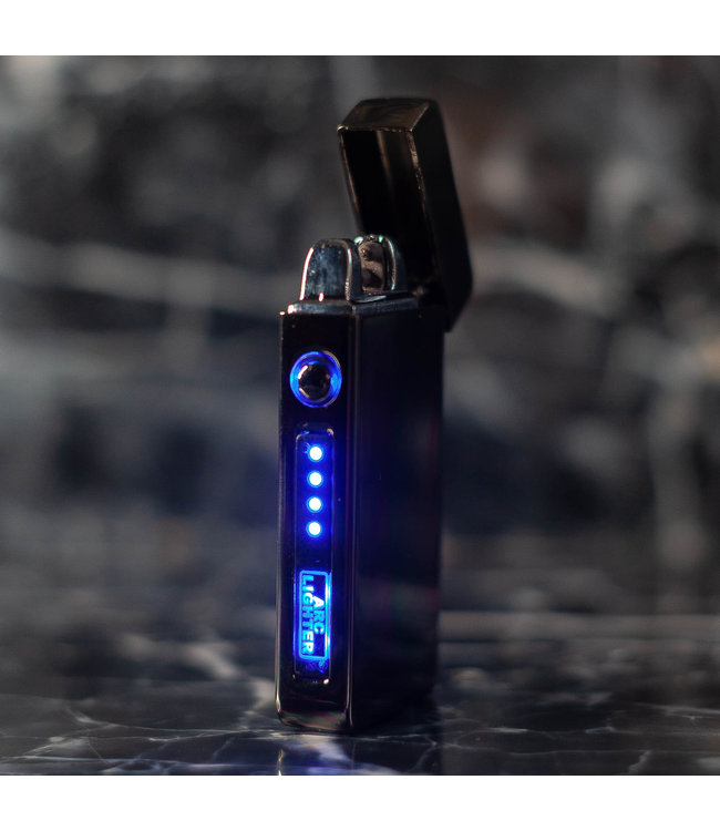 Cuberna Elektrische Plasma USB aansteker met batterij indicator Ice Black - Wind en Storm bestendig - Geschikt voor Kaarsen, Vuurwerk, Sigaretten en BBQ