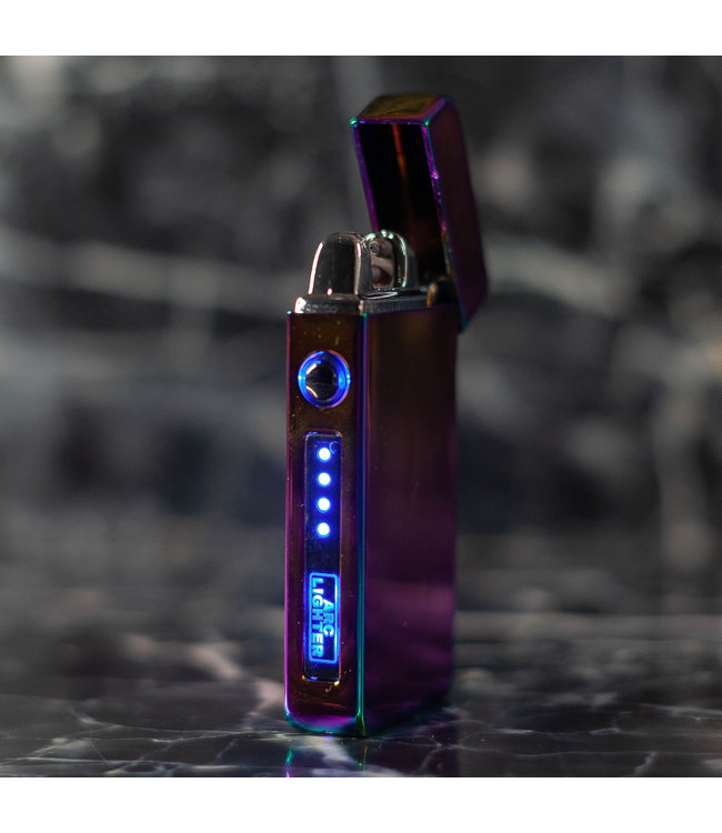 Cuberna Elektrische Plasma USB aansteker met batterij indicator Rainbow - Wind en Storm bestendig - Geschikt voor Kaarsen, Vuurwerk, Sigaretten en BBQ