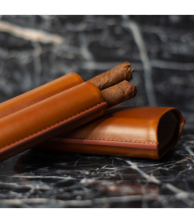 Runder lederen  sigarenkoker Tortuna bruin
