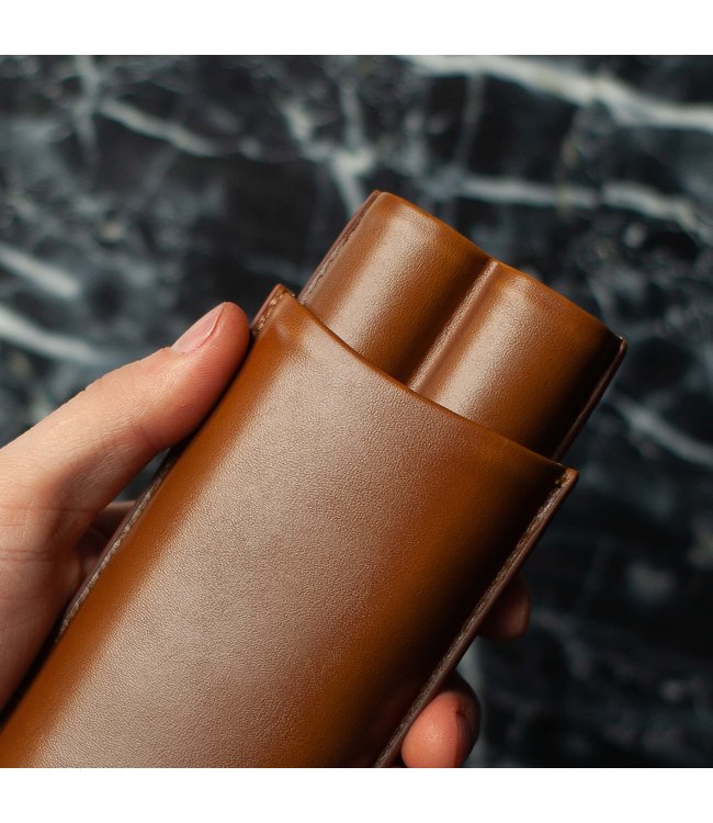 Runder lederen  sigarenkoker Tortuna bruin