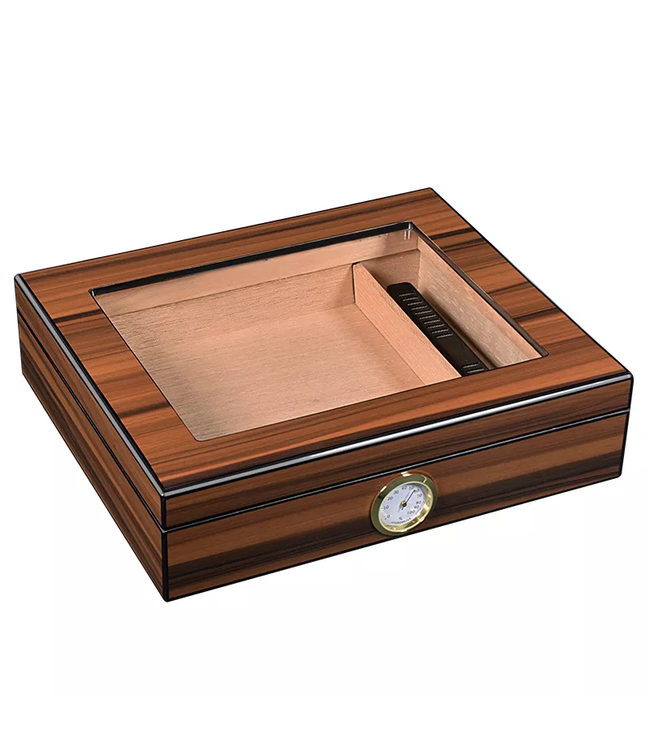 Humidor LUX walnoot - Sigarendoos Met Glazen Venster - Voor Sigaren