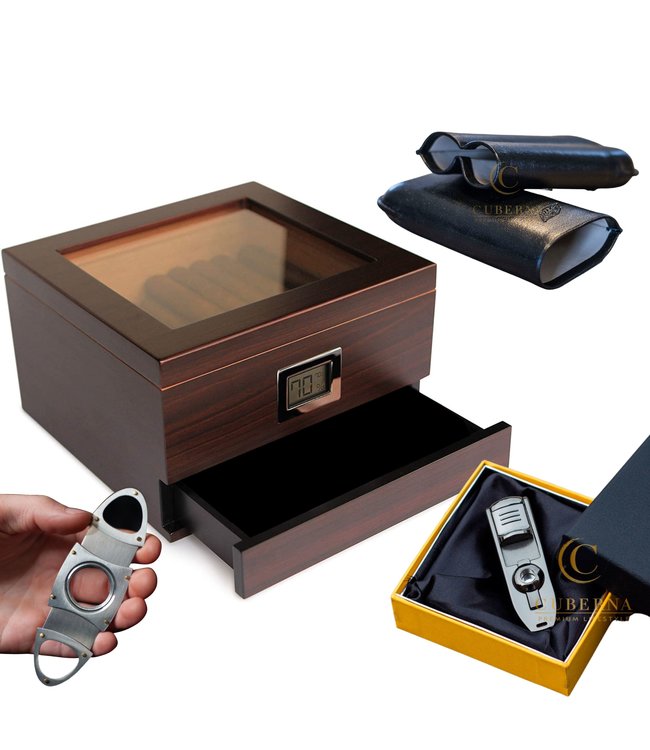 Humidor Modena - Met lade en digitale hygrometer - Sigarendoos voor 50 sigaren