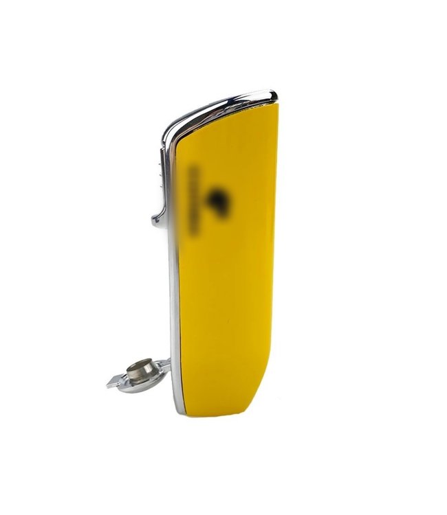 Cohiba sigarenaansteker en sigarenknipper set in geel - Jet flame aansteker met boor en knipper in luxe geschenkdoos