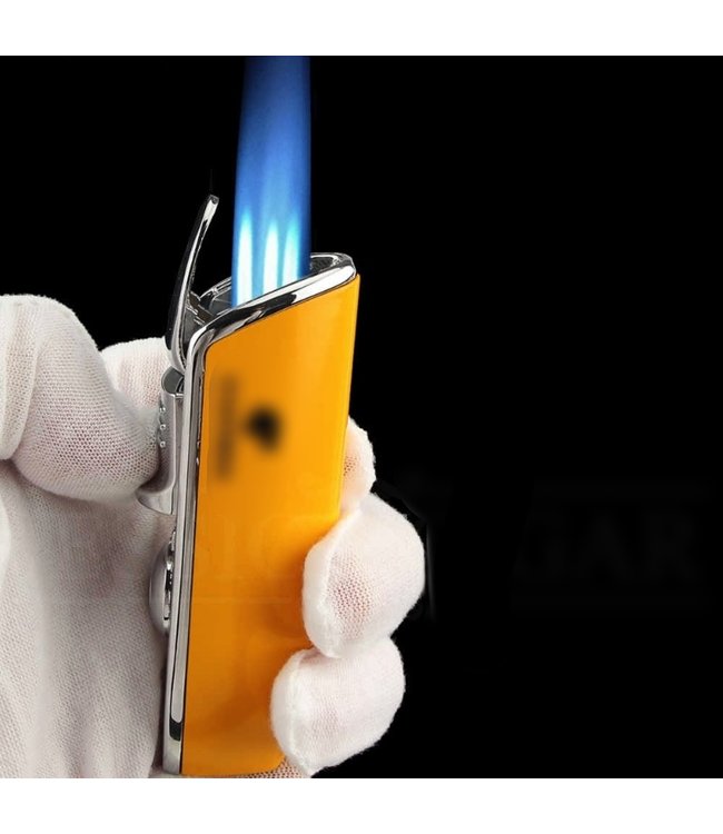 Sigarenaansteker Cohiba incl. boor in geel met luxe geschenkdoos - Jet flame aansteker voor sigaren