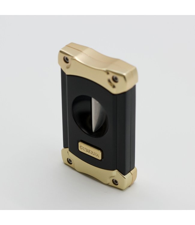 Cuberna sigarenknipper V-Cut met ingebouwde sigarenboor in zwart goud