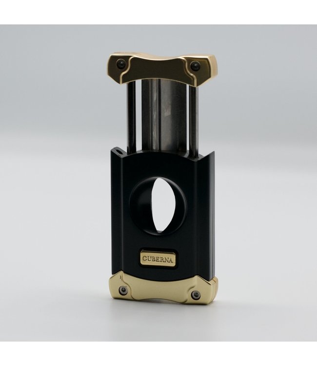 Cuberna sigarenknipper V-Cut met ingebouwde sigarenboor in zwart goud