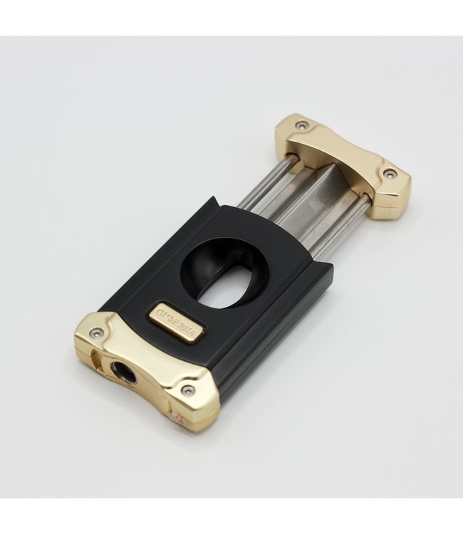 Cuberna sigarenknipper V-Cut met ingebouwde sigarenboor in zwart goud