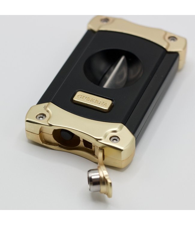 Cuberna sigarenknipper V-Cut met ingebouwde sigarenboor in zwart goud