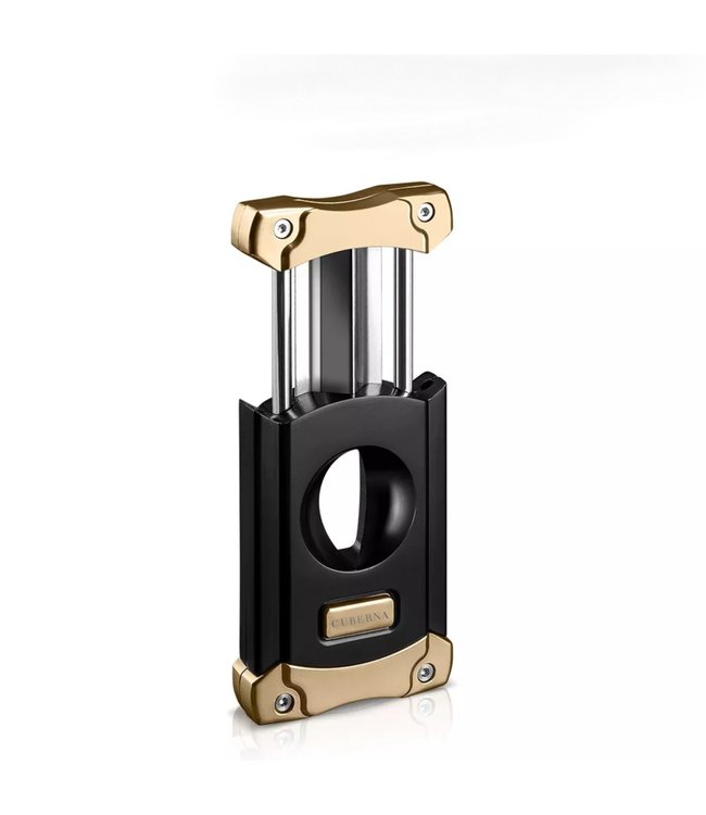 Cuberna sigarenknipper V-Cut met ingebouwde sigarenboor in zwart goud