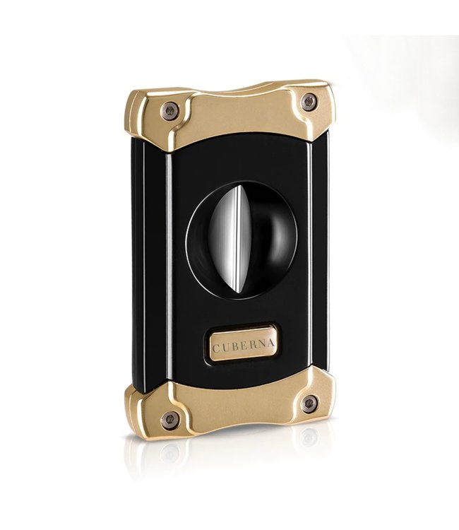 Cuberna sigarenknipper V-Cut met ingebouwde sigarenboor in zwart goud