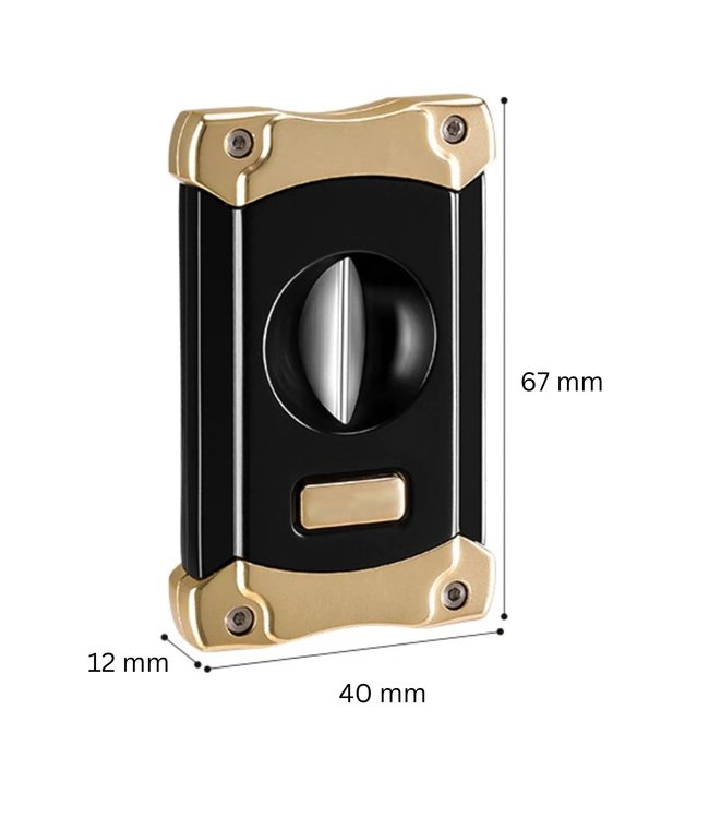 Cuberna sigarenknipper V-Cut met ingebouwde sigarenboor in zwart goud