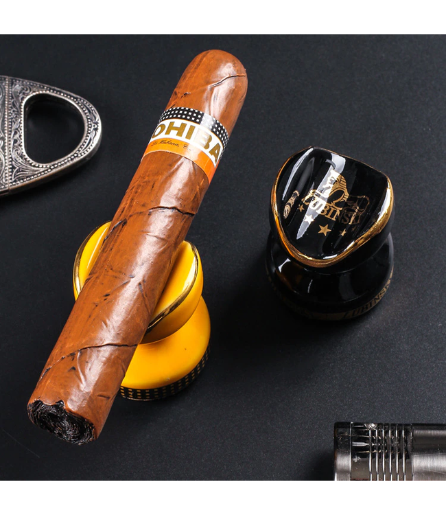 Cohiba sigaarhouder set (2 stuks) zwart/geel
