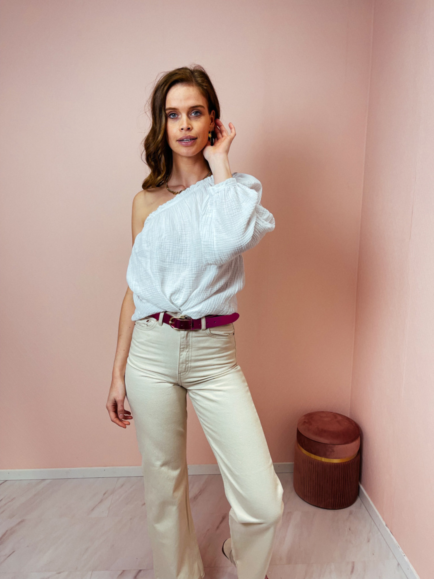 white shoulder blouse