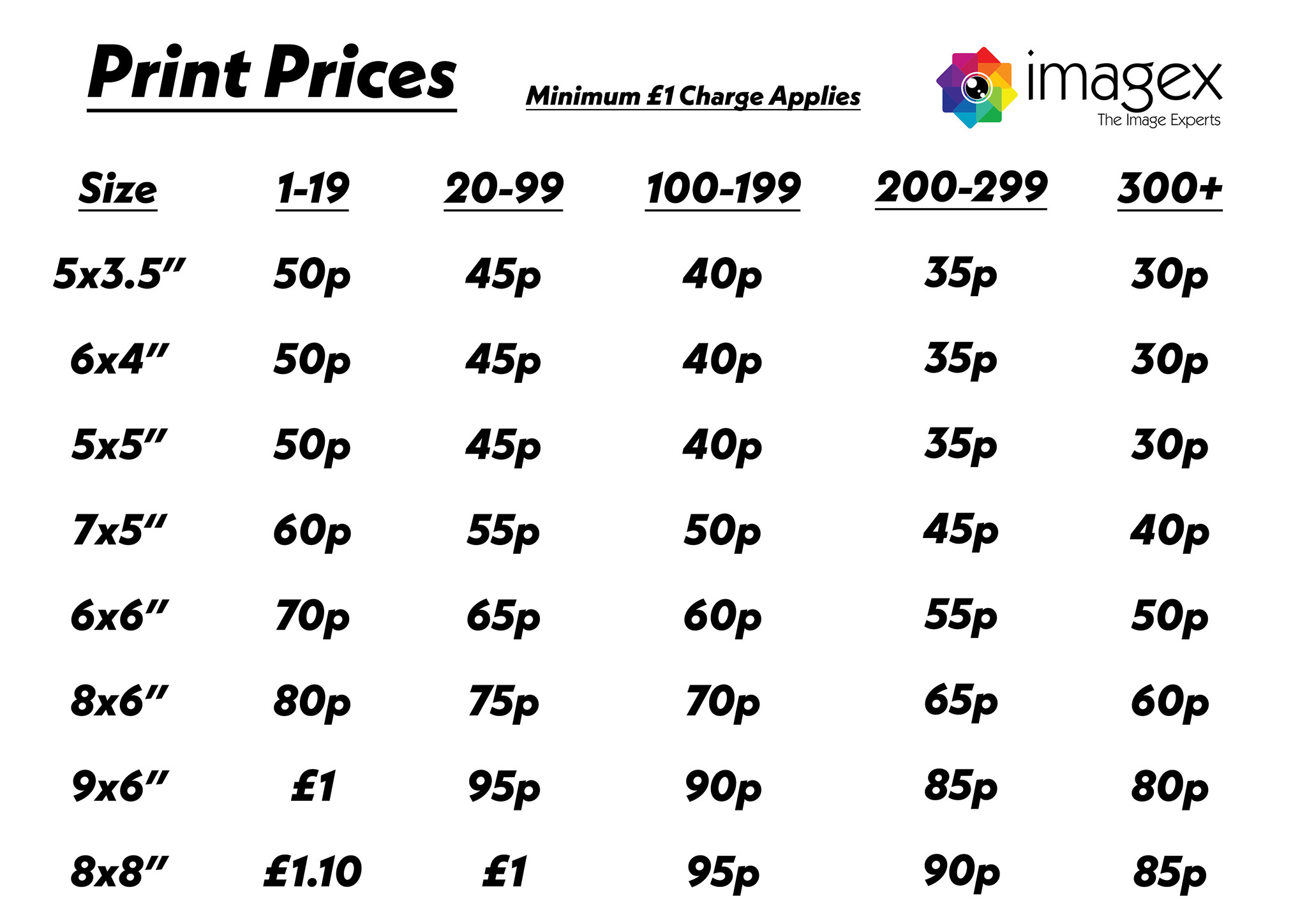 Standard Print Prices