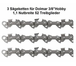 Sägekette 3 Stck für Kettensäge Dolmar PS-2 PS-32 PS-34 PS-36 PS-4 PS-41 PS-45 3/8" Hobby 1,1mm