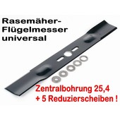 Rasenmähermesser 38cm Rasenmäher Flügelmesser universal mit Mittelzentrierung - Adapterscheiben