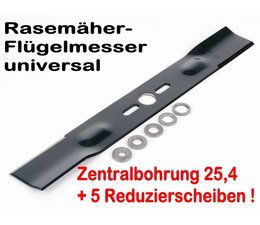 Rasenmähermesser 40cm Rasenmäher Flügelmesser nur universal verwendbar bei Messeraufnahme mit Mittelzentrierung