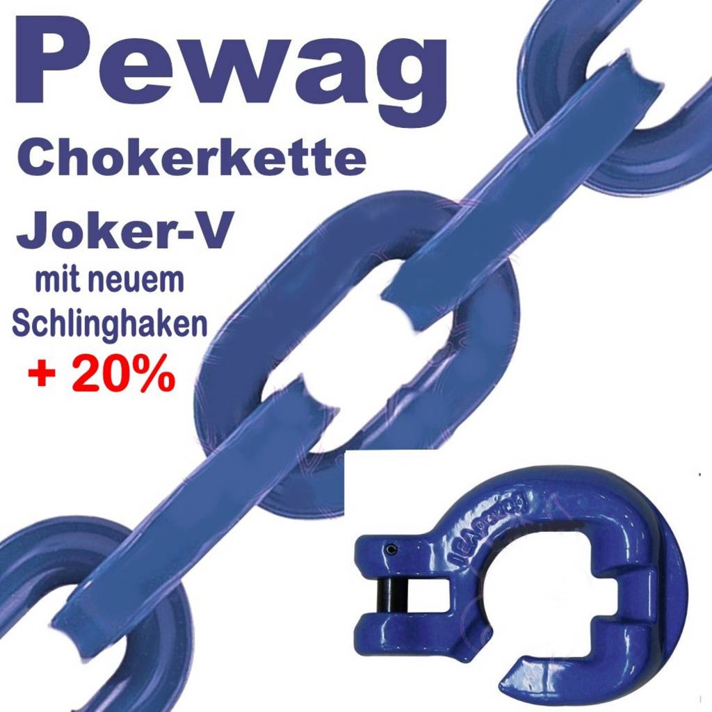 Pewag G10 Vierkantkette Chokerkette Würgekette Rückekette Forstkette 8mm  2,5m + Extrem-Forsthaken
