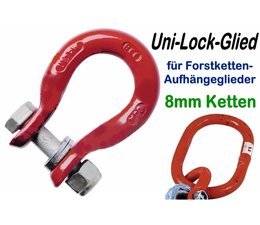 pewag UniLock-Glied U8 Verbindungsglied - Schäkel für Aufhängeglied und 8mm Forstkette Rückekette Lastenkette