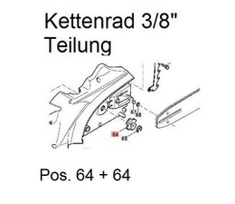 Kettenrad Dolmar 3/8" AS 3626 AS 3731 ES 33A ES 38A ES 39A ES 42A ES 43A elektrische Kettensäge