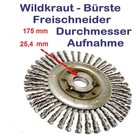 Wildkrautbürste 175mm Durchmesser 25,4mm Aufnahme-Scheibe radiale Drahtbürste für Freischneider / Motorsense