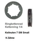 Kettenrad 1/4" Kettenteilung Carving Kettenring 9 Zähne für Ringkettenrad Keilverzahnung SM 7 small 7 Keile