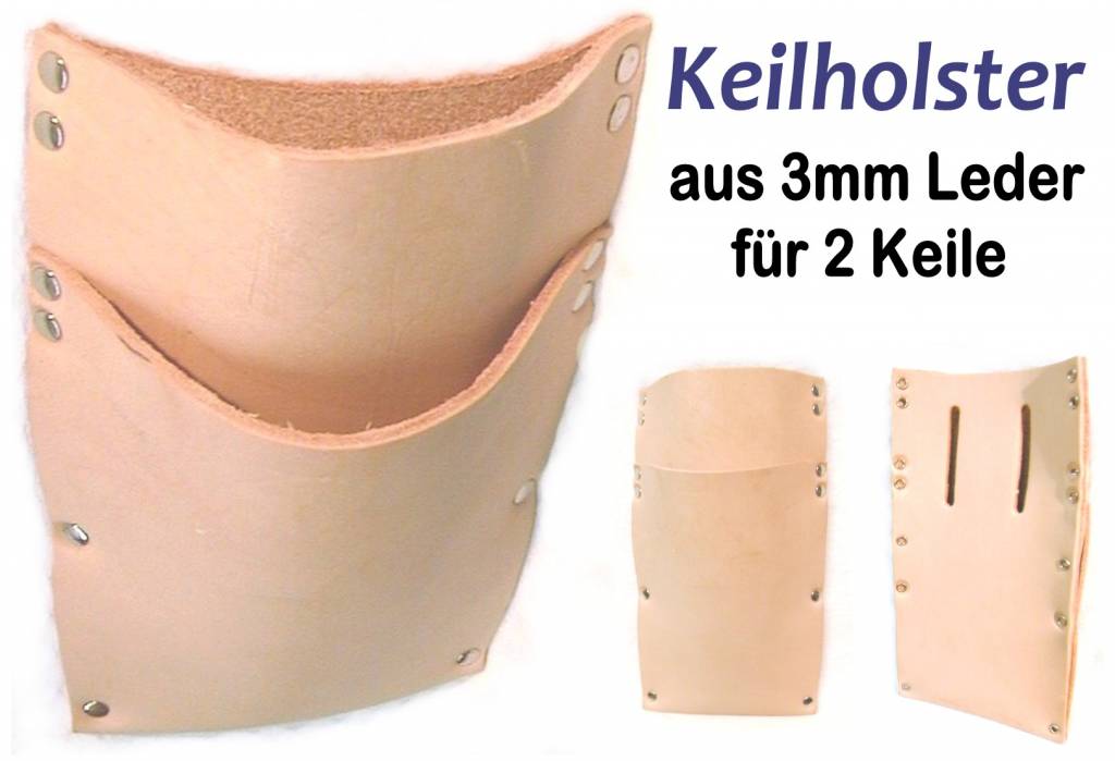 Keilholster Keiltasche 3 mm Leder für 2 Forstkeile / Fällkeile