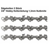 Sägekette Kettensäge 3x für 35cm Schwert 3/8" Hobby 52 Trgl. 1,3mm Nut